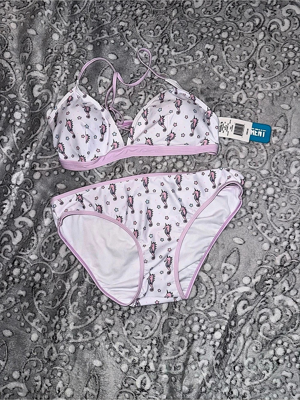 Girls XL 14/16 Seahorse 2 Piece Bikini Swimsuit NWT